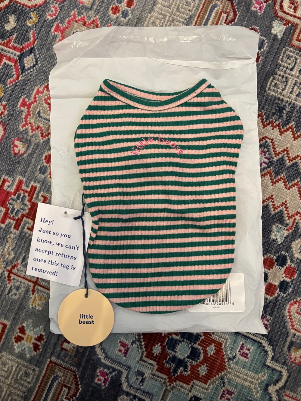Little Beast Pink Green Stripe XS